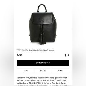 Authentic Tory Burch leather backpack